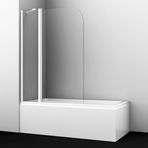 Шторка для ванны Wasserkraft Leine 110х140 прозрачная, белая (35P02-110WHITE Fixed) шторка для ванны 80 см wasserkraft dill 61s02 80ws прозрачное