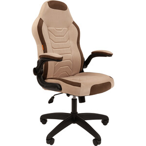 Кресло Chairman game 50 светло-бежевый/коричневый велюр Т6/Т14 пластик черный (00-07115873) офисное кресло chairman game 16 экопремиум красный