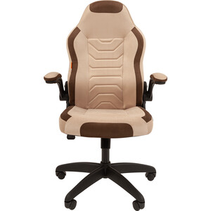 Кресло Chairman game 50 светло-бежевый/коричневый велюр Т6/Т14 пластик черный (00-07115873)