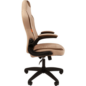 Кресло Chairman game 50 светло-бежевый/коричневый велюр Т6/Т14 пластик черный (00-07115873)
