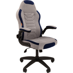 Кресло Chairman game 50 серый/синий велюр Т53/Т82 пластик черный (00-07115872) офисное кресло chairman game 15 экопремиум желтый