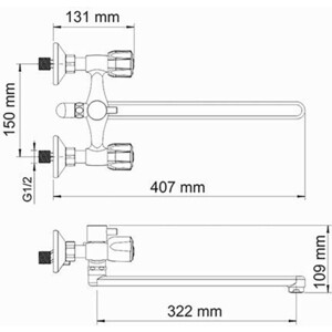 Смеситель для ванны Wasserkraft Amper хром (2902L)