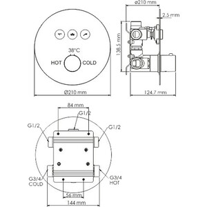 Термостат для ванны Wasserkraft Dinkel хром (5844 Thermo)