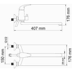 Смеситель для ванны Wasserkraft Isen хром (2602L)