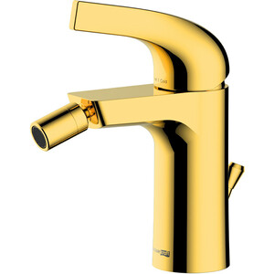 Смеситель для биде Wasserkraft Sauer с донным клапаном, глянцевое золото (7106) смеситель для ванны wasserkraft sauer глянцевое золото 7101