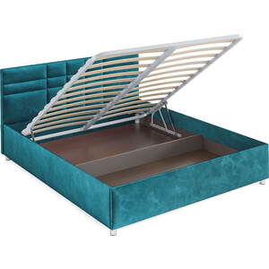 Кровать Mebel Ars Нью-Йорк 160 см (бархат сине-зеленый STAR VELVET 43 BLACK GREEN)