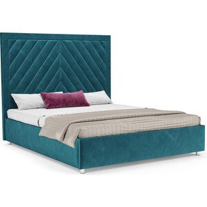 Кровать Mebel Ars Мишель 160 см (бархат сине-зеленый STAR VELVET 43 BLACK GREEN) кровать двуспальная артмебель герда микровельвет зеленый