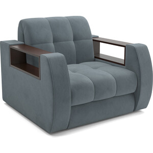 Кресло-кровать Mebel Ars Барон №3 (велюр серо-синий HB-178 26) шкаф комбинированный с 2 дверьми это мебель абрис пм 332 22 исп 2 дуб адриатика синий белый