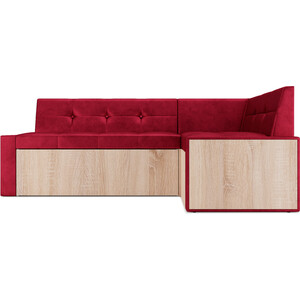 Кухонный диван Mebel Ars Таллин правый угол (бархат красный STAR VELVET 3 DARK RED) 210х83х140 см