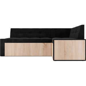 Кухонный диван Mebel Ars Таллин правый угол (велюр черный НВ-178 17) 210х83х140 см