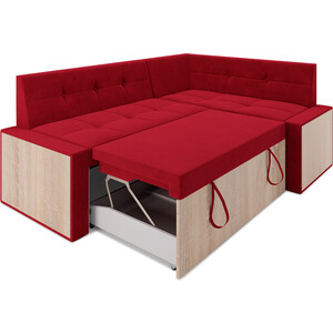 Кухонный диван Mebel Ars Таллин правый угол (Кордрой красный) 210х83х140 см