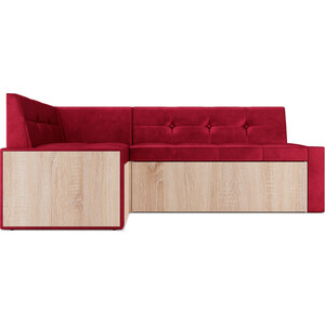 Кухонный диван Mebel Ars Таллин левый угол (бархат красный STAR VELVET 3 DARK RED) 210х83х140 см