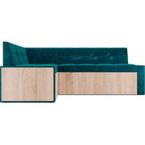 Кухонный диван Mebel Ars Таллин левый угол (бархат сине-зеленый STAR VELVET 43 BLACK GREEN) 210х83х140 см