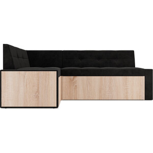 Кухонный диван Mebel Ars Таллин левый угол (велюр черный НВ-178 17) 210х83х140 см