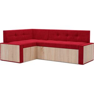 Кухонный диван Mebel Ars Таллин левый угол (Кордрой красный) 210х83х140 см стол для геймеров bradex basic 110х59х75см карбон красный fr 0682