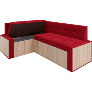 Кухонный диван Mebel Ars Таллин левый угол (Кордрой красный) 210х83х140 см