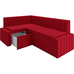 Кухонный диван Mebel Ars Вермут левый угол (Кордрой красный) 213х82х133 см