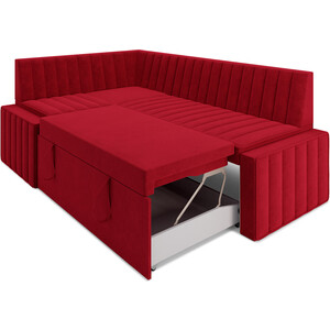 Кухонный диван Mebel Ars Вермут левый угол (Кордрой красный) 213х82х133 см