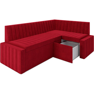 Кухонный диван Mebel Ars Вермут правый угол (Кордрой красный) 193х82х113 см
