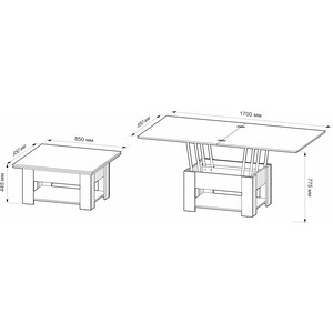Кухонные столы Mebel Ars Стол-трансформер (венге цаво)
