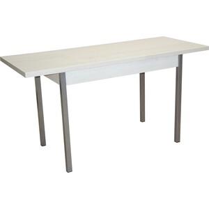 Стол обеденный раздвижной Катрин Бродвей бетон пайн белый/опора квадро серебристый металлик (KT19633)