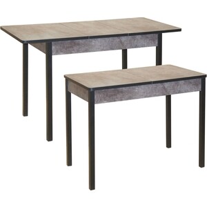 Стол обеденный раздвижной Катрин Сканд-2 цемент темный/опора квадро черный муар (KT19641) стол раздвижной leset капри камень темный белый