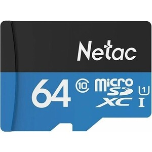 Карта памяти NeTac MicroSD card P500 Standard 64GB, retail version w/SD adapter