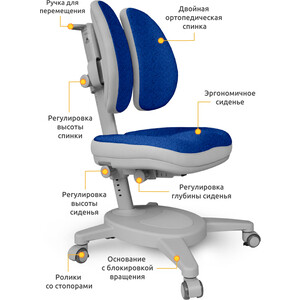 Комплект Mealux Winnipeg Multicolor BL (BD-630 WG + BL + кресло Y-115 DBG) (стол + кресло) столешница белая, накладки голубые и серые