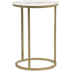 Журнальный столик Woodville Иберис круглый белый/золото столик круглый orin 50x50x42 см кремовый