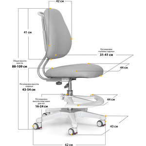 Комплект ErgoKids Парта TH-330 grey + кресло Y-507 KG (TH-330 W/G + Y-507 KG) столешница белая, накладки на ножках серые