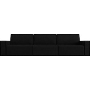 Прямой диван Лига Диванов Куба Лонг микровельвет черный диван кровать сильва 3т нью йорк ск модель 036 луна 05 slv102053