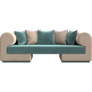 Прямой диван Лига Диванов Кипр велюр бирюзовый/бежевый диван кровать сильва 3т мальта модель 029 kongo brown slv102013