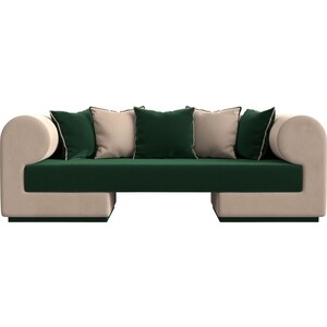 Прямой диван Лига Диванов Кипр велюр зеленый/бежевый прямой диван лига диванов варшава микровельвет зеленый