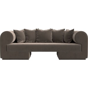Прямой диван Лига Диванов Кипр велюр коричневый диван кровать сильва монако 3т модель 002 ультра мустард slv102043
