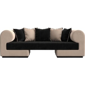 Прямой диван Лига Диванов Кипр велюр черный/бежевый диван кровать сильва римини 1 модель 045 real 14 а slv102067