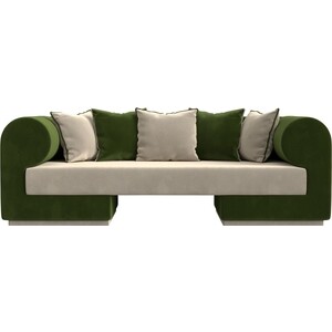 Прямой диван Лига Диванов Кипр микровельвет бежевый/зеленый прямой диван лига диванов оксфорд велюр зеленый