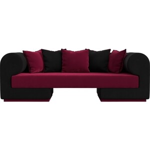 Прямой диван Лига Диванов Кипр микровельвет бордовый/черный диван кровать сильва 3т нью йорк ск модель 036 луна 25 slv102054