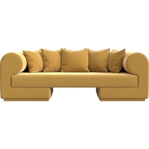 Прямой диван Лига Диванов Кипр микровельвет желтый стул la alta florence в стиле eames желтый