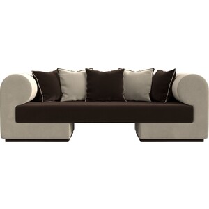 Прямой диван Лига Диванов Кипр микровельвет коричневый/бежевый диван кровать сильва 3т мальта модель 029 kongo brown slv102013