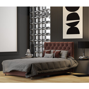 Кровать двуспальная с подъемным механизмом Шарм-Дизайн Шармэль 160 велюр Дрим шоколад