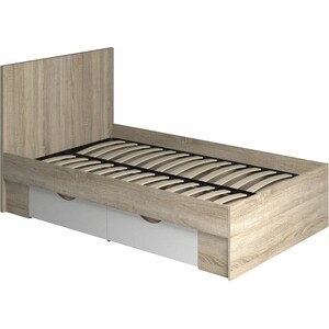 Кровать Крона Мебель Фреш с ящиками КРФР 2-Я-1200 дуб сонома/белый