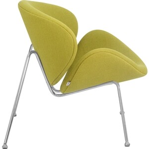 Кресло дизайнерское Dobrin EMILY LMO-72 светло-зеленая ткань AF3, хромированная сталь