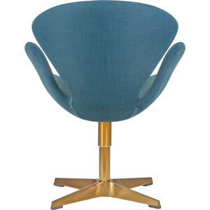 Кресло дизайнерское Dobrin SWAN LMO-69A синяя ткань IF6, золотое основание