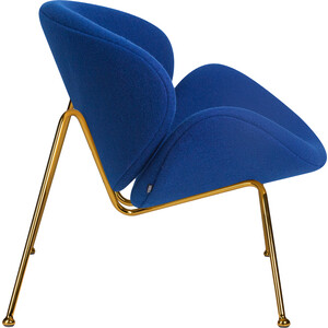Кресло дизайнерское Dobrin EMILY LMO-72 синяя ткань AF6, золотое основание