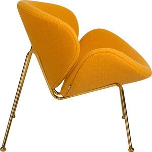 Кресло дизайнерское Dobrin EMILY LMO-72 желтая ткань AF13, золотое основание