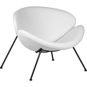 Кресло дизайнерское Dobrin EMILY LMO-72 белый винил YP17, черное основание