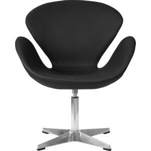 Кресло дизайнерское Dobrin SWAN LMO-69A черный кожзам P13, алюминиевое основание