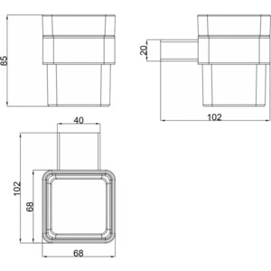 Стакан для ванной Milacio Ultra квадратный, нержавеющая сталь (MCU.951.SS)