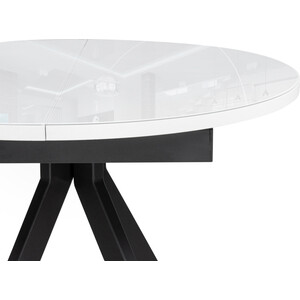 Стеклянный стол Woodville Ален 90(120)х90х77 белый / черный 516556 Ален 90(120)х90х77 белый / черный - фото 5