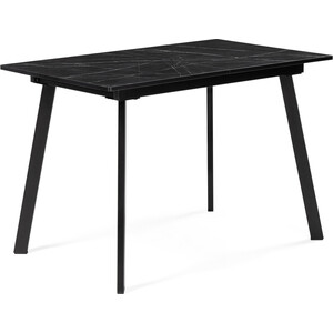 Деревянный стол Woodville Агни 110(140)х68х76 мрамор черный / черный матовый 528557 Агни 110(140)х68х76 мрамор черный / черный матовый - фото 1